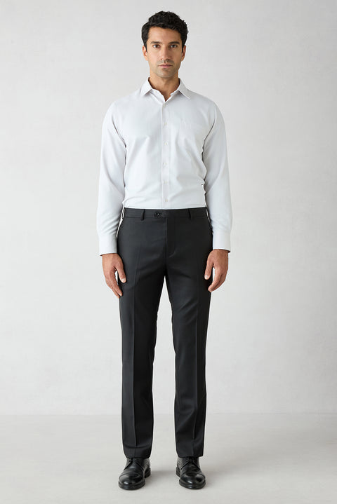 Black 7 Drop Slim Fit Peak Lapel Double-Breasted Plain Wool Suit
