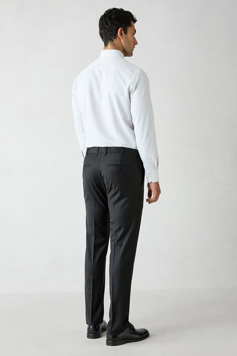 Black 7 Drop Slim Fit Peak Lapel Double-Breasted Plain Wool Suit