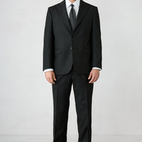 Black 4 Drop Relaxed Fit Striped Classic Suit with Pointed Collar
