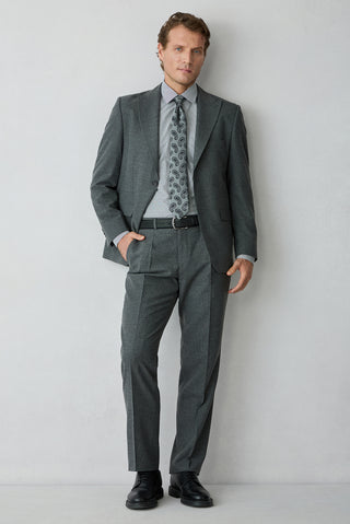Koyu Füme 4 Drop Relaxed Fit Sivri Yaka Çizgili Klasik Takım Elbise