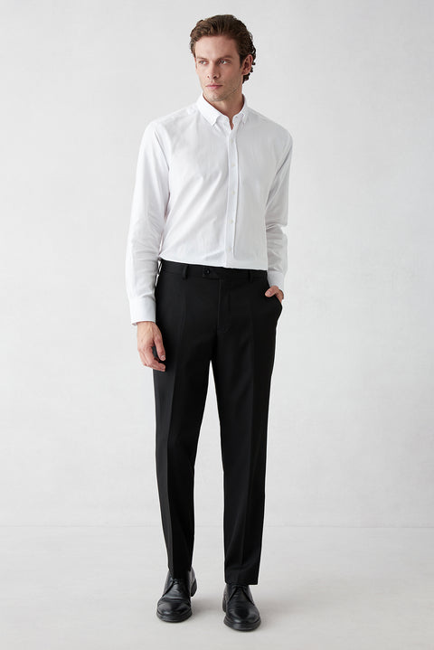 Black 6 Drop Regular Fit Standard Cut Mono Lapel Stretchy Plain Suit