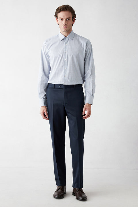 Dark Navy 6-Drop Regular Fit Standard Cut Mono Lapel Lycra Plain Suit