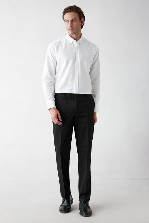 Siyah 7 Drop Slim Fit Dar Kesim Mono Yaka Likralı Düz Takım Elbise