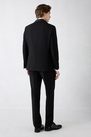 Siyah 7 Drop Slim Fit Dar Kesim Yelekli Smokin & Damatlık