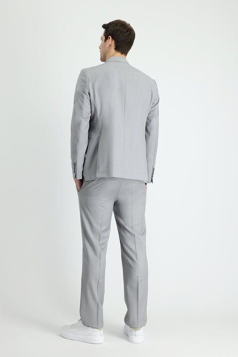 Açık Gri 7 Drop Slim Fit Dar Kesim Yün Takım Elbise