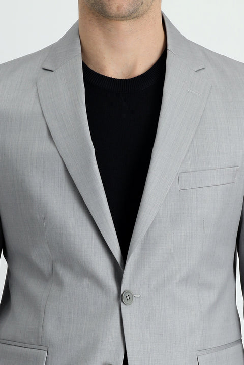 Açık Gri 7 Drop Slim Fit Dar Kesim Yün Takım Elbise