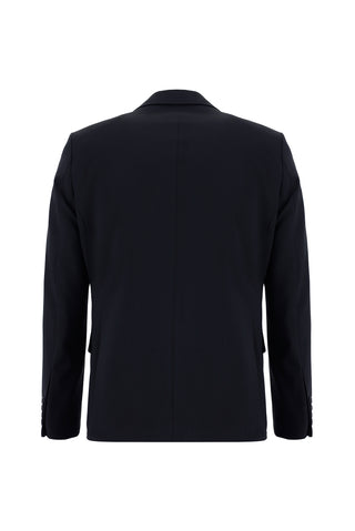 Siyah Lacivert 8 Drop Long Slim Fit Uzun Dar Kesim Takım Elbise