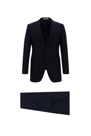 Siyah Lacivert 8 Drop Long Slim Fit Uzun Dar Kesim Takım Elbise