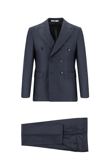 Açık Antrasit Slim Fit Dar Kesim Kruvaze Takım Elbise