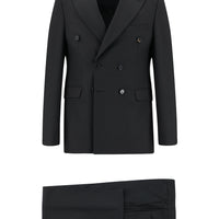 Siyah Slim Fit Dar Kesim Kruvaze Takım Elbise