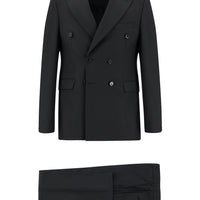 Siyah 7 Drop Slim Fit Dar Kesim Kruvaze Takım Elbise