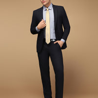 Koyu Lacivert Slim Fit Dar Kesim Klasik Takım Elbise