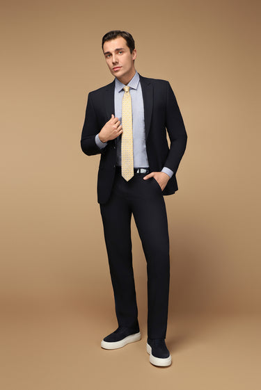 Koyu Lacivert Slim Fit Dar Kesim Klasik Takım Elbise