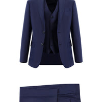 Medium Navy 7 Drop Super Slim Fit Extra Narrow Cut Suit with Vest