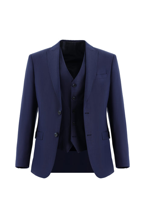 Medium Navy 7 Drop Super Slim Fit Extra Narrow Cut Suit with Vest