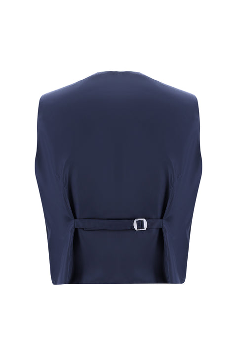 Medium Navy 7 Drop Super Slim Fit Extra Narrow Cut Suit with Vest