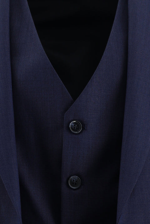 Medium Navy 7 Drop Super Slim Fit Extra Narrow Cut Suit with Vest