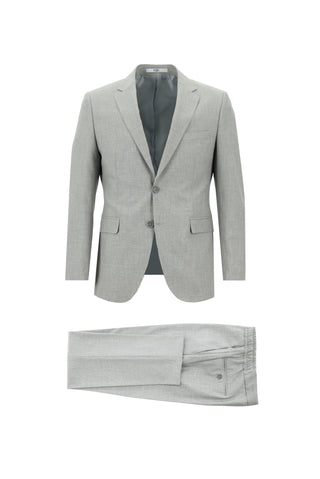 Orta Gri 7 Drop Slim Fit Dar Kesim Beli Lastikli İpli Desenli Takım Elbise
