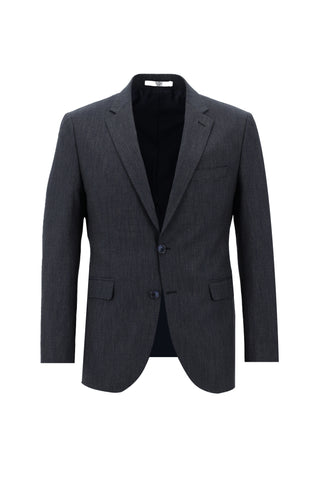 Koyu Lacivert 7 Drop Slim Fit Dar Kesim Beli Lastikli İpli Desenli Takım Elbise
