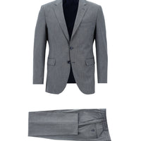 Koyu Mavi 7 Drop Slim Fit Dar Kesim Beli Lastikli İpli Desenli Takım Elbise