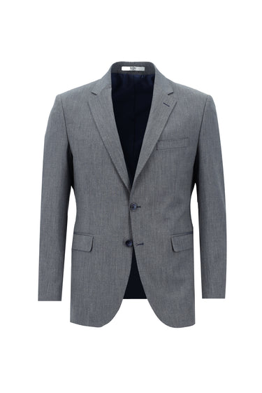 Koyu Mavi  Slim Fit Dar Kesim Beli Lastikli İpli Desenli Takım Elbise