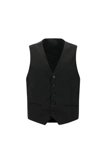 Siyah Slim Fit Dar Kesim Klasik Yelekli Takım Elbise