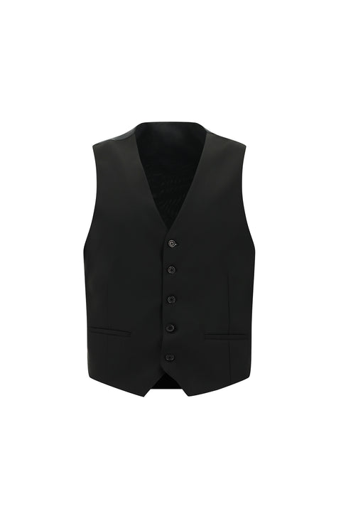 Siyah 7 Drop Slim Fit Dar Kesim Yelekli Takım Elbise