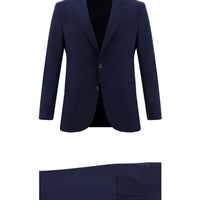 Koyu Lacivert Super Slim Fit Ekstra Dar Kesim Klasik Desenli Takım Elbise