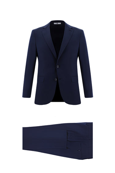 Koyu Lacivert Super Slim Fit Ekstra Dar Kesim Klasik Desenli Takım Elbise