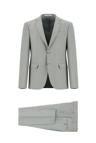 Açık Gri Super Slim Fit Ekstra Dar Kesim Klasik Takım Elbise
