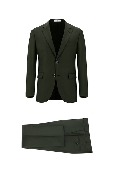 Koyu Haki Slim Fit Dar Kesim Klasik Takım Elbise