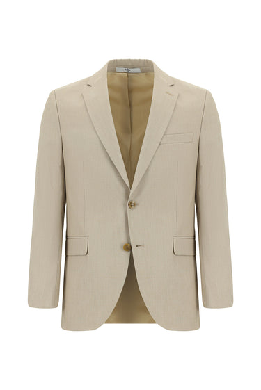 Orta Bej Slim Fit Dar Kesim Klasik Takım Elbise