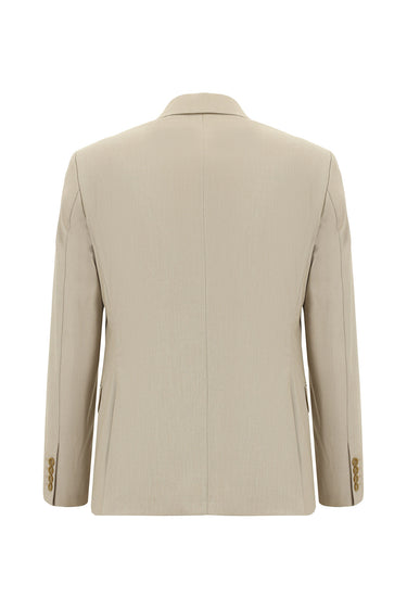 Orta Bej Slim Fit Dar Kesim Klasik Takım Elbise