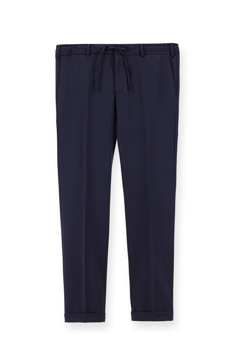 Koyu Lacivert 7 Drop Slim Fit Dar Kesim Beli Lastikli İpli Takım Elbise