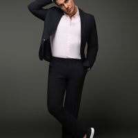 Koyu Lacivert Slim Fit Dar Kesim Klasik Takım Elbise