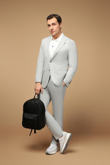 Açık Gri Slim Fit Dar Kesim Klasik Takım Elbise