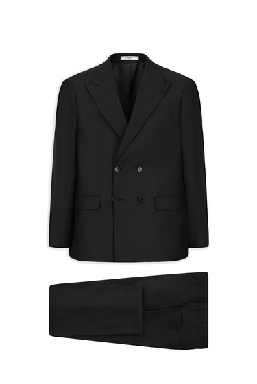 Siyah Regular Fit Kruvaze Takım Elbise