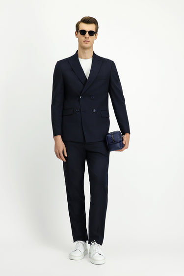 Koyu Lacivert Regular Fit Kruvaze Takım Elbise