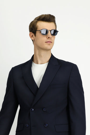 Koyu Lacivert Regular Fit Kruvaze Takım Elbise