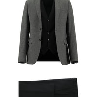 Koyu Antrasit Super Slim Fit Ekstra Dar Kesim Kombinli Yelekli Takım Elbise