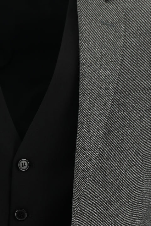 Koyu Antrasit 7 Drop Super Slim Fit Eksra Dar Kesim Kombinli Yelekli Takım Elbise