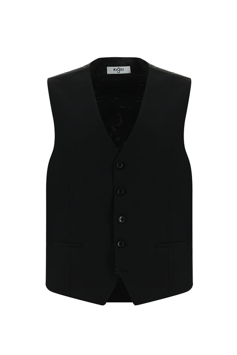 Siyah 6 Drop Regular Fit Standart Kesim Yelekli Takım Elbise