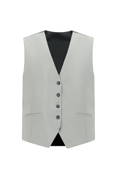 Açık Gri Slim Fit Dar Kesim Yelekli Kombinli Takım Elbise