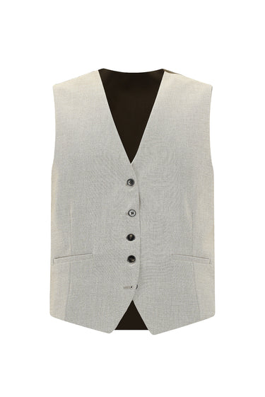 Açık Bej Slim Fit Dar Kesim Yelekli Kombinli Takım Elbise