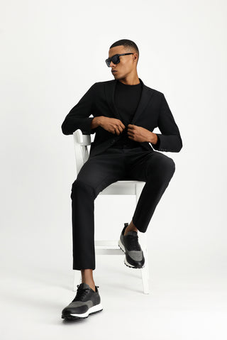Siyah Techno-Line 7 Drop Super Slim Fit Eksra Dar Kesim Takım Elbise