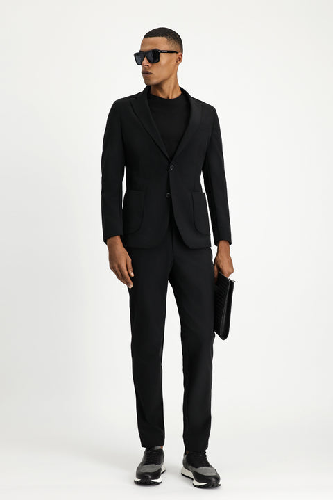 Siyah Techno-Line 7 Drop Super Slim Fit Eksra Dar Kesim Takım Elbise