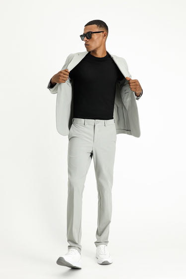 Açık Gri Techno-Line Super Slim Fit Ekstra Dar Kesim Klasik Takım Elbise