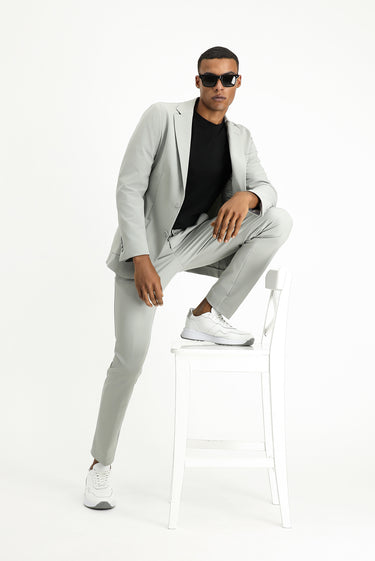 Açık Gri Techno-Line Super Slim Fit Ekstra Dar Kesim Klasik Takım Elbise