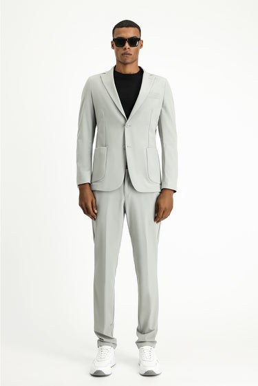 Açık Gri Techno-Line Super Slim Fit Ekstra Dar Kesim Klasik Takım Elbise