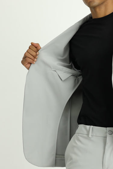 Açık Gri Techno-Line Super Slim Fit Ekstra Dar Kesim Klasik Takım Elbise